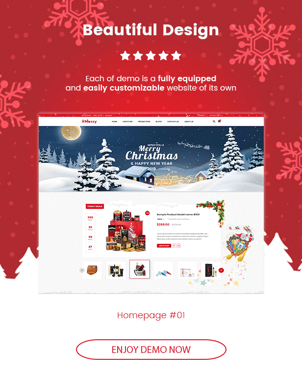 9Merry - Christmas Gift, Card & Decoration Store WordPress Theme 