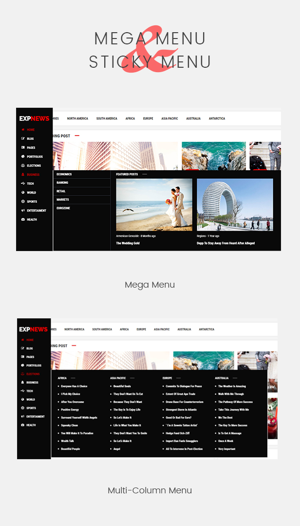 ExpNews – Newspaper and Magazine WordPress Theme Megamenu