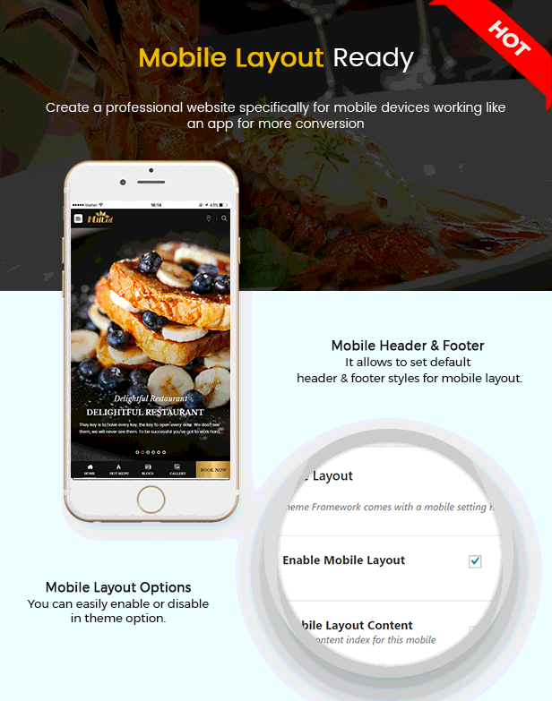 Mobile Layout Appetit - Premium Food & Restaurant WordPress Theme
