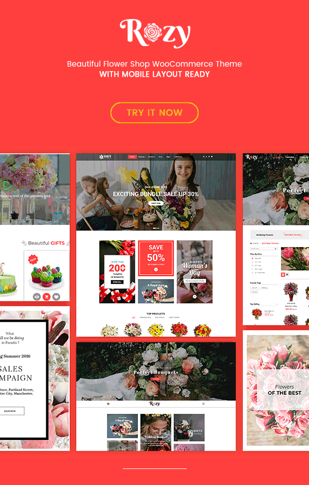 Rozy – Flower Shop WooCommerce WordPress Theme (4+ Indexes + Mobile Layouts Ready)
