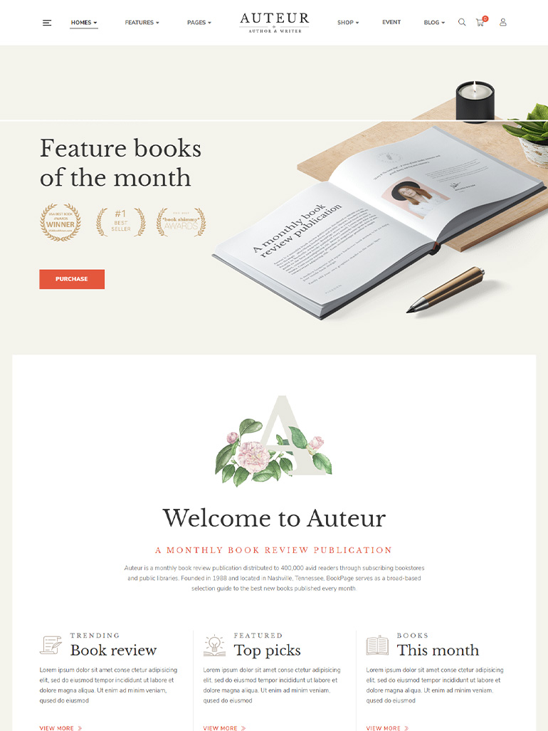 Auteur – WordPress Theme for Authors and Publishers