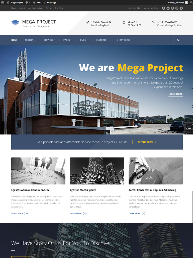 Mega Project - Construction WordPress