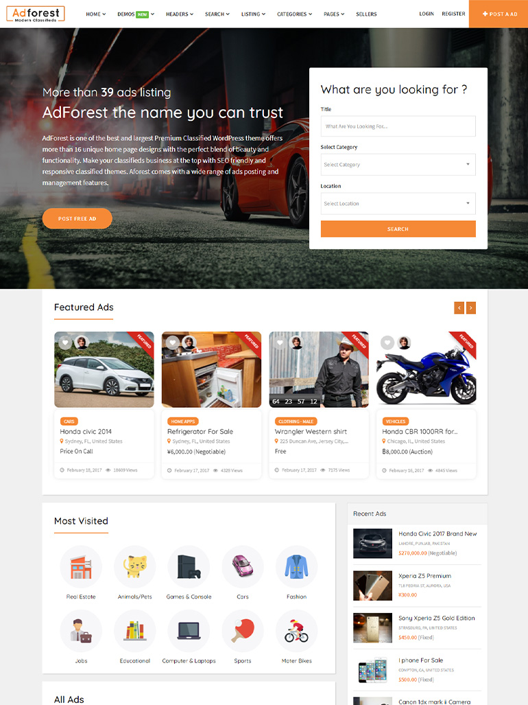 AdForest - Classified Ads WordPress Theme