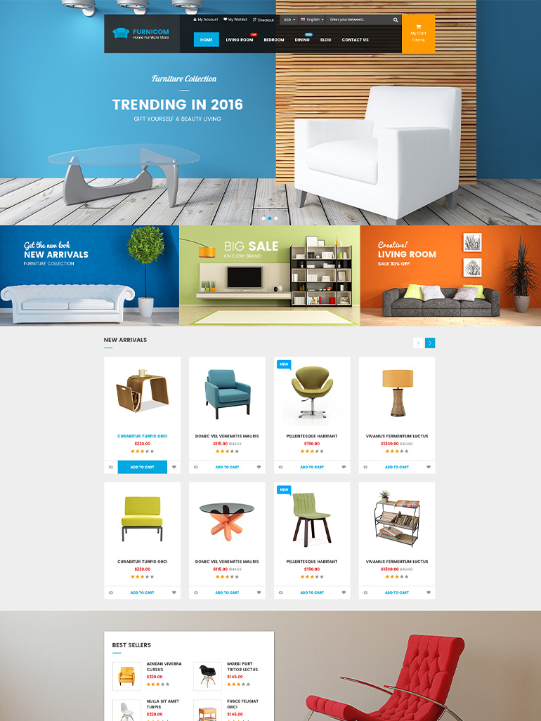 Furnicom - Furniture Store WooCommerce WordPress Themes