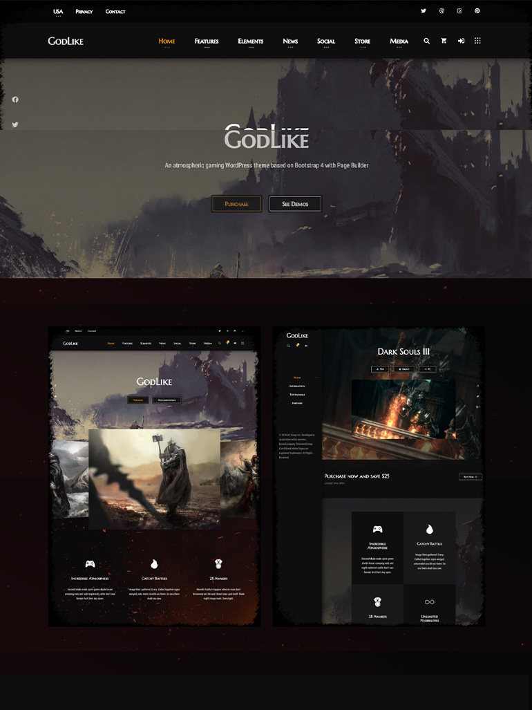 Godlike - Game Theme for WordPress