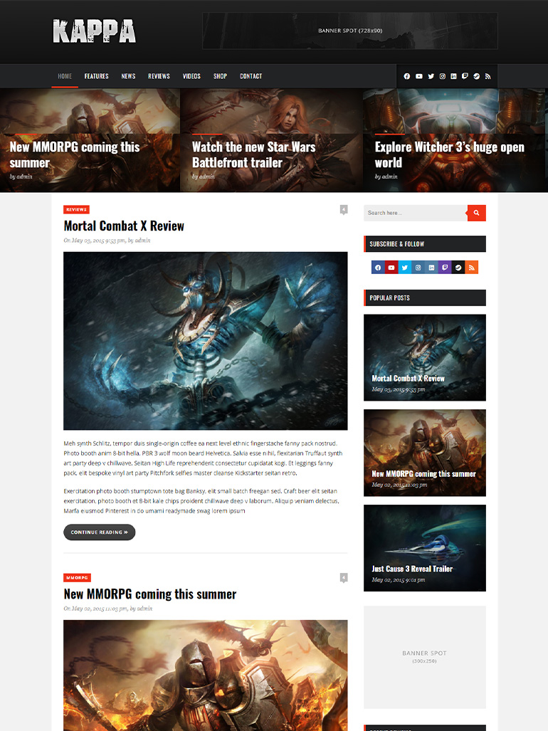 Kappa - A Gaming WordPress Theme