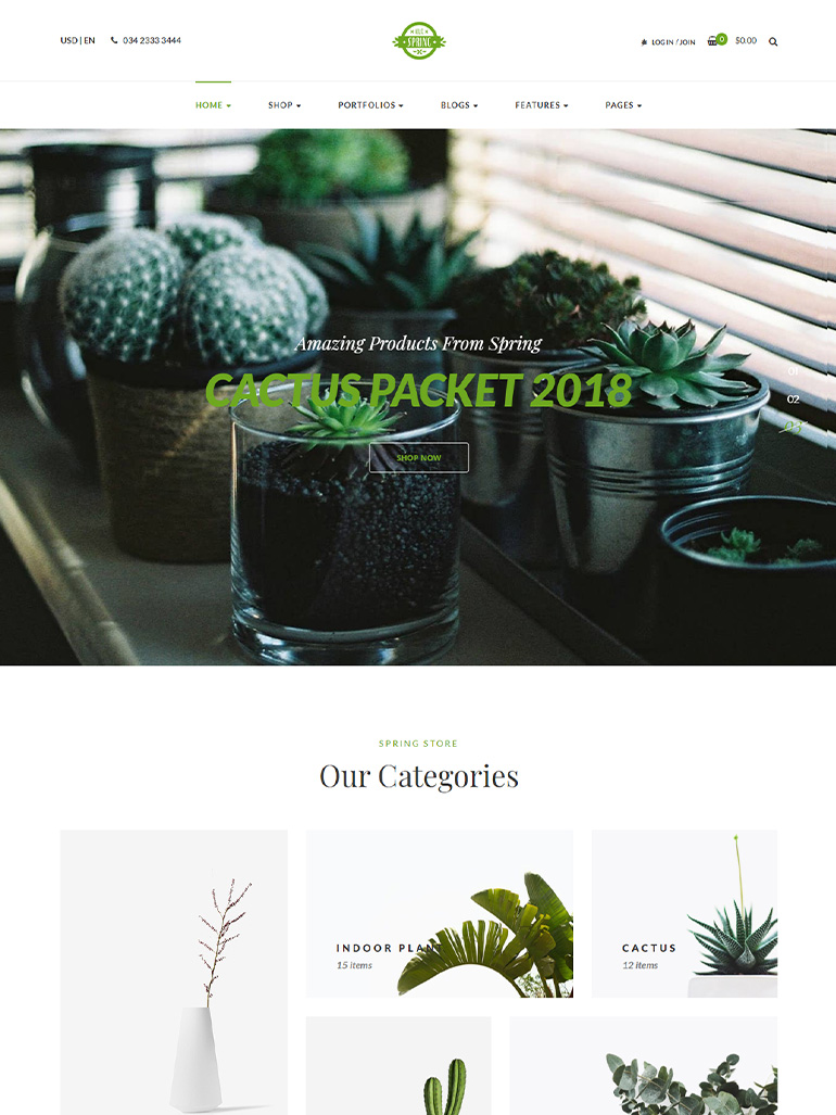 Spring Plants - Gardening & Houseplants WordPress Theme