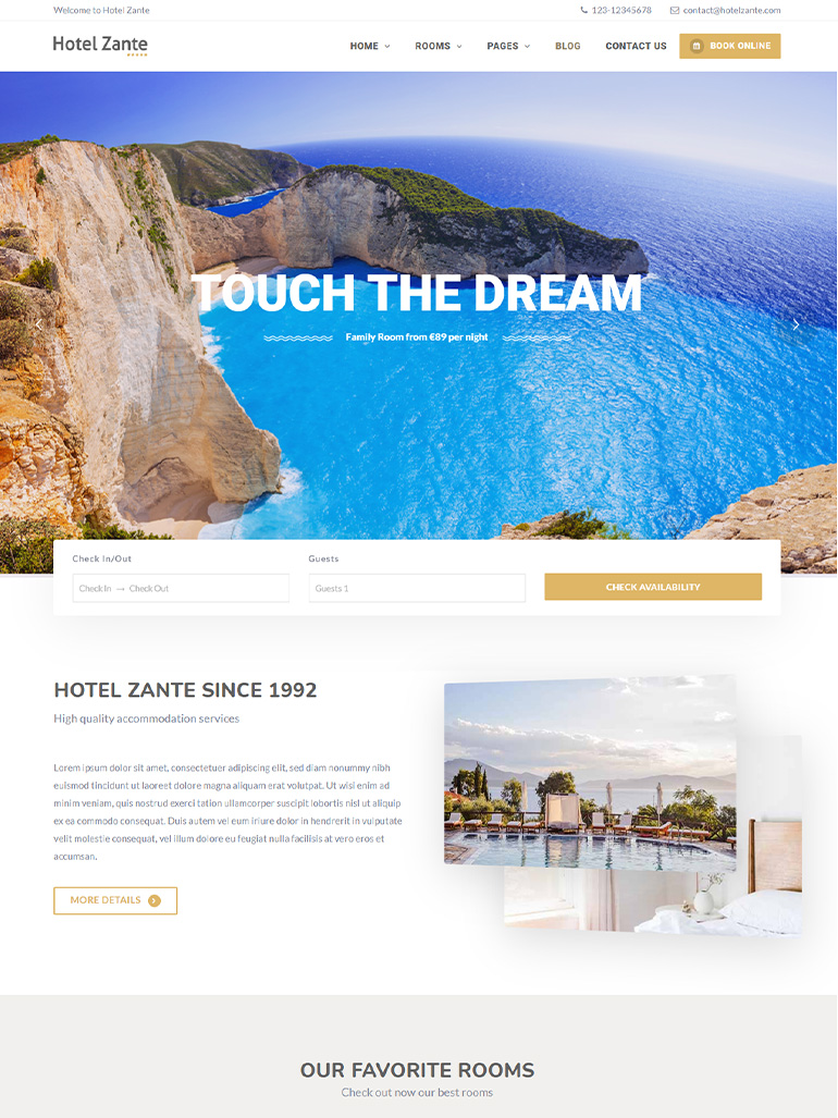 Hotel Zante – Hotel Booking WordPress Theme