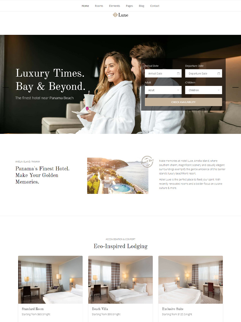 Luxe - Hotel WordPress Theme