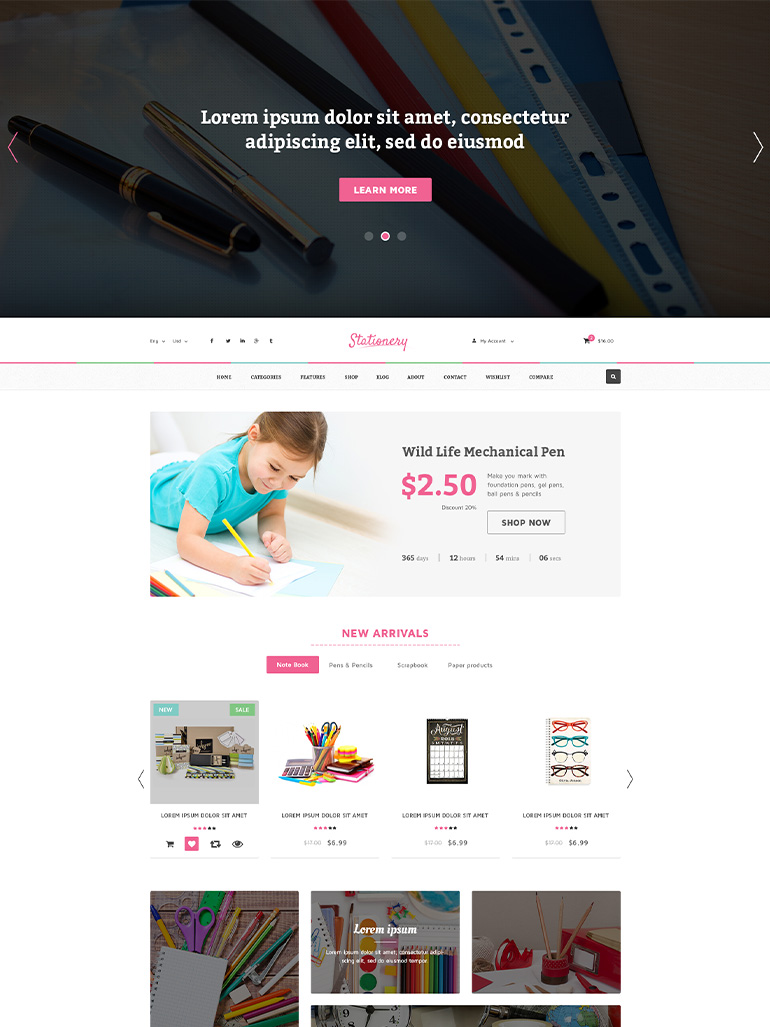 Stationery Shop WooCommerce WordPress Theme