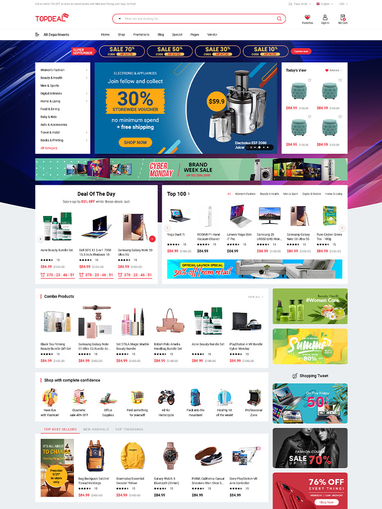 TopDeal - Multi Vendor Marketplace WooCommerce WordPress Theme