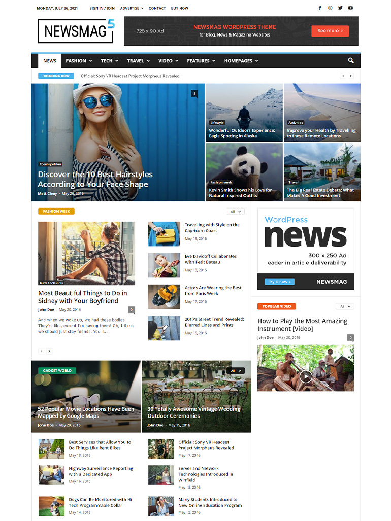 NewsX Paper - WordPress theme