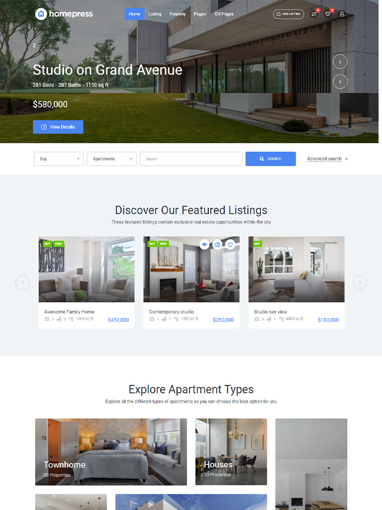 Real Estate WP Theme - HomePress