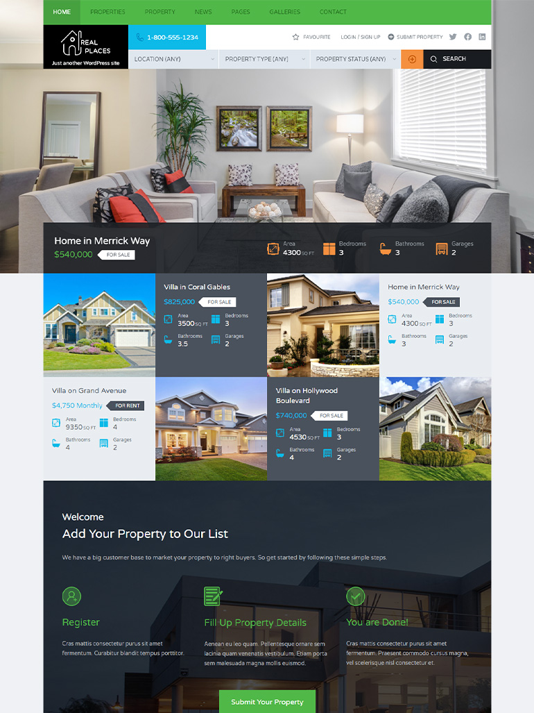 RealPlaces - Estate Sale and Rental WordPress Theme