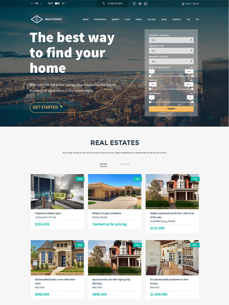 Realtyspace - Real estate WordPress Theme