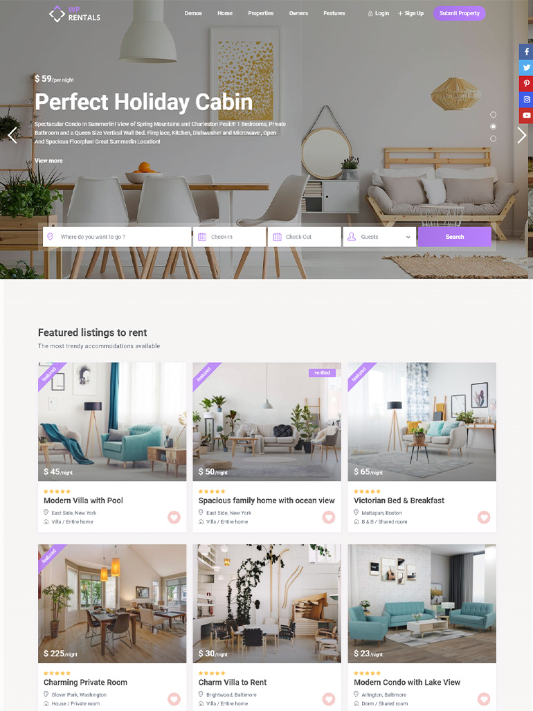 WP Rentals - Booking Accommodation WordPress Theme