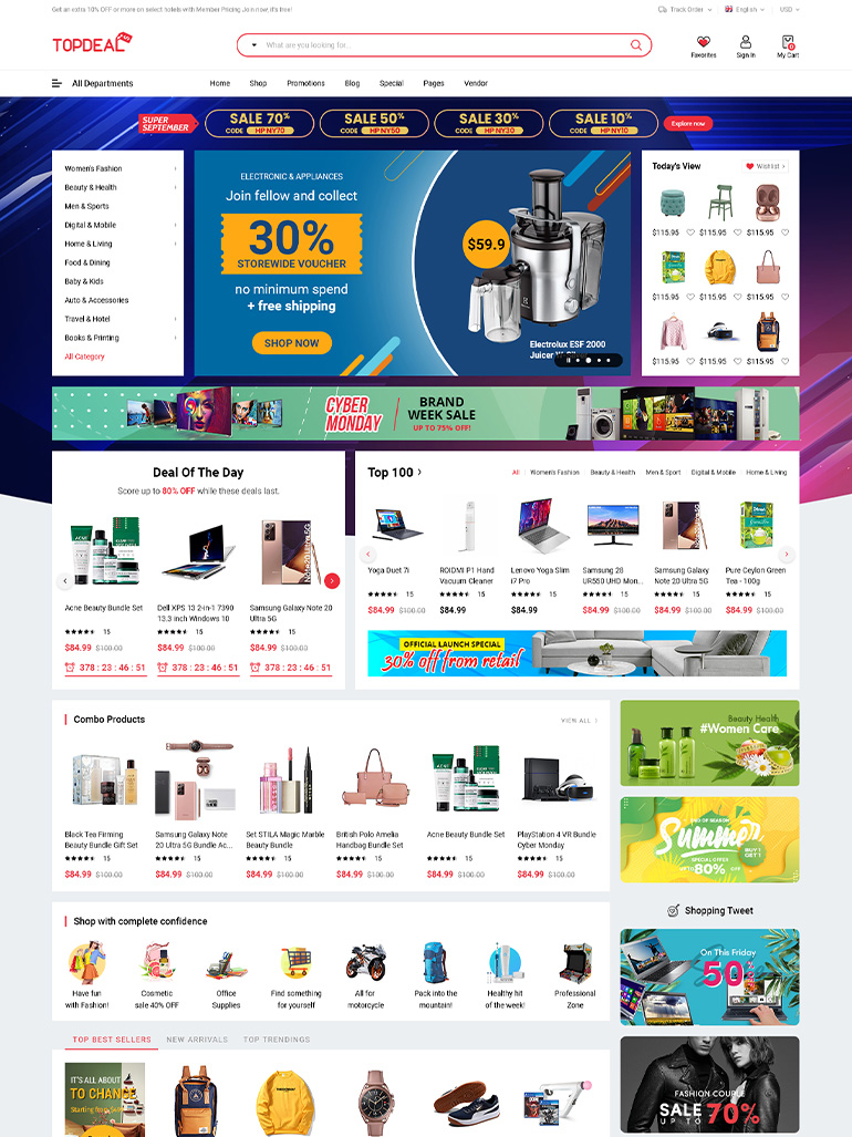 TopDeal - Multi-Vendor Marketplace Elementor WordPress Theme