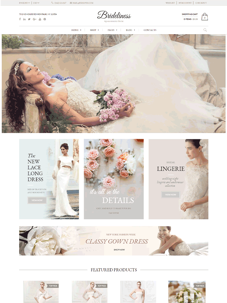 Brideliness - Wedding shop WordPress WooCommerce theme