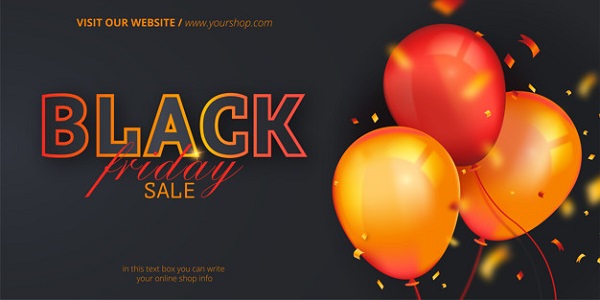 Free Elegant Black Friday Banner with Balloons