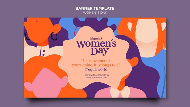 Beautiful women's day horizontal banner template illustrated Free Psd
