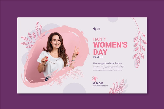 Beautiful women's day horizontal banner template illustrated Free Psd