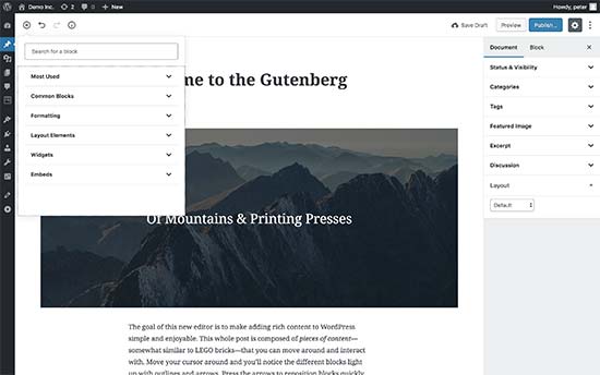 Gutenberg preview