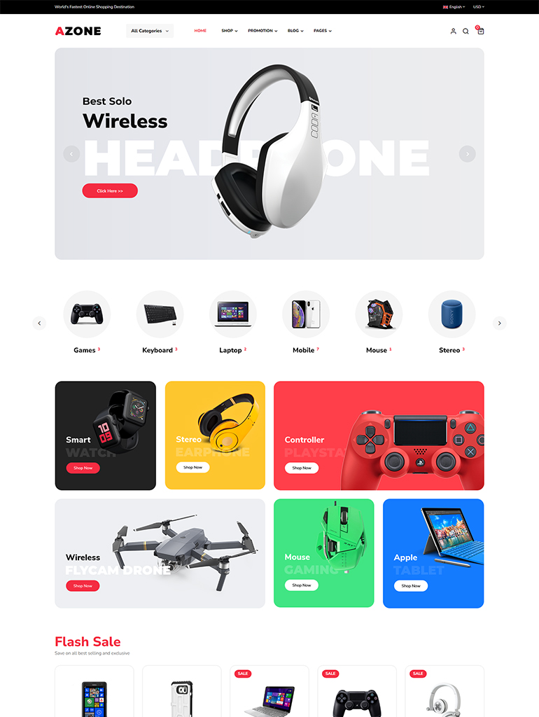 Azone - Electronics & Tech Shop Elementor WooCommerce WordPress Theme