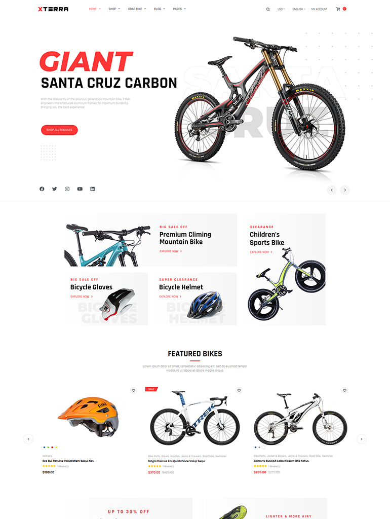 Xterra - Bike & Accessories Shop Elementor WordPress Theme