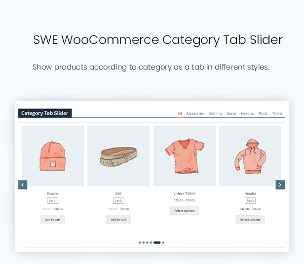 Product Category Tab Slider Widget in Woo Elements - Elementor Addons for WooCommerce WordPress Plugin