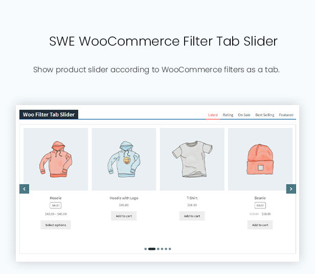 WooCommerce Filter Tab Slider Widget di Woo Elements - Elementor Addons untuk WooCommerce WordPress Plugin
