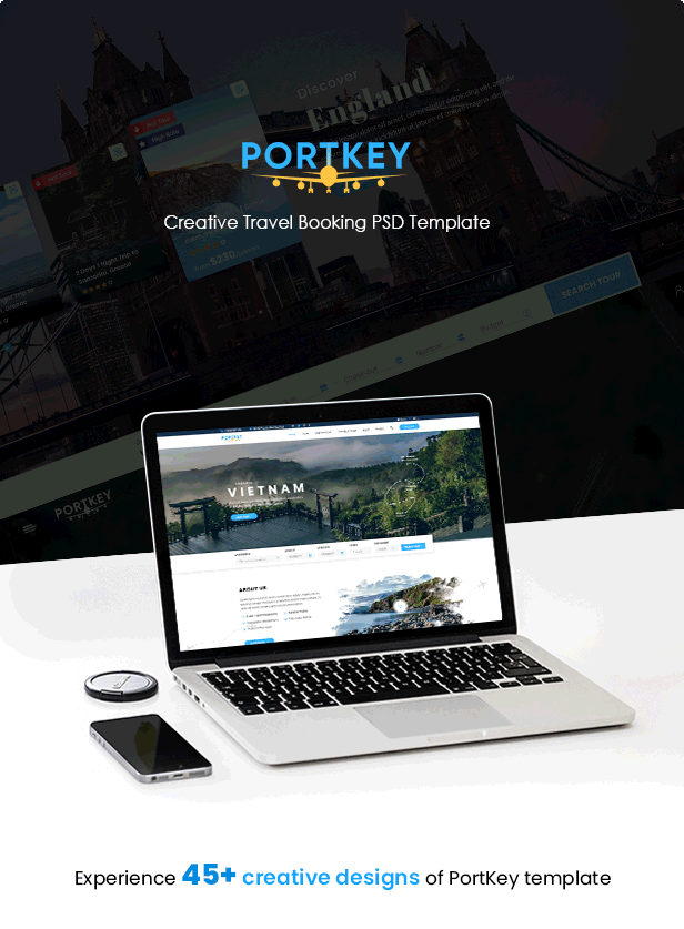 Creative Travel Booking PSD Template - PortKey