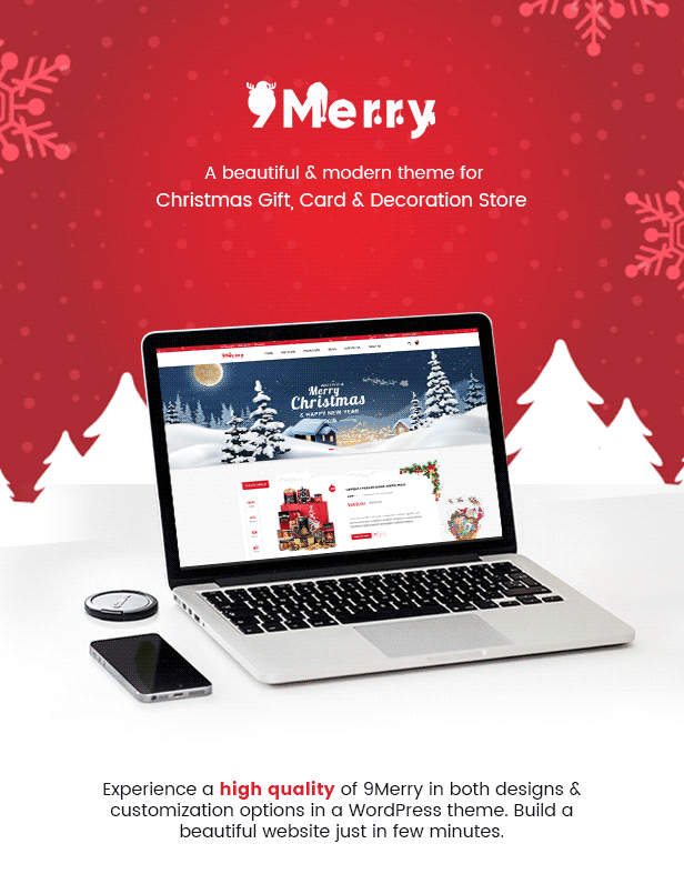 9Merry - Christmas Gift, Card & Decoration Store WordPress Theme 