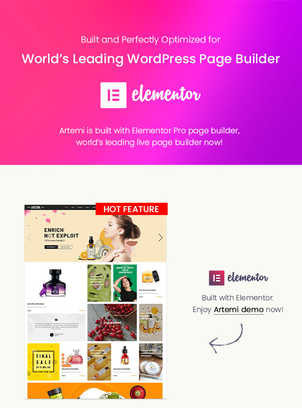 ARTEMI - Cosmetics Store Elementor WooCommerce WordPress Themes