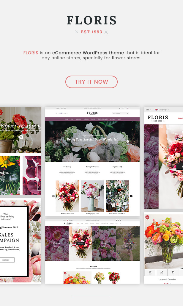SW Floris Free Flower shop WooCommerce WordPress theme