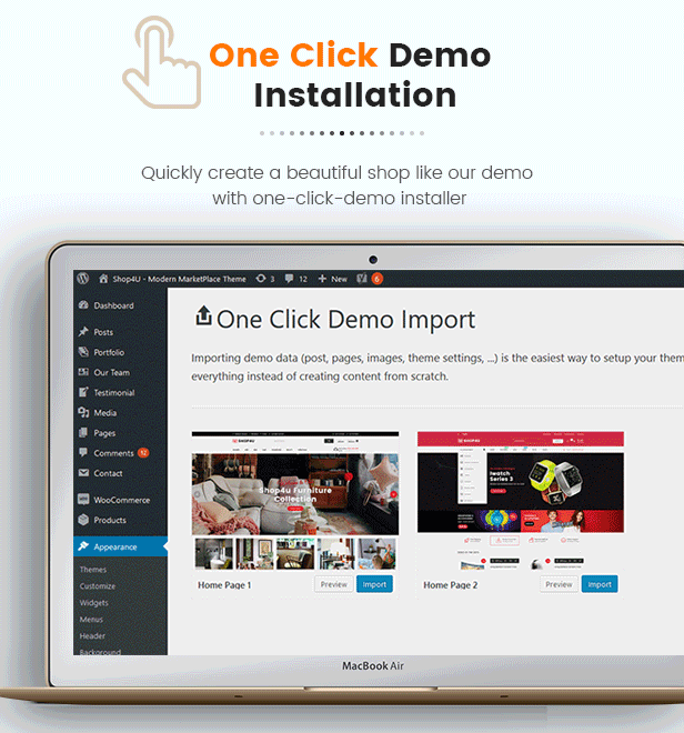 One Click demo import