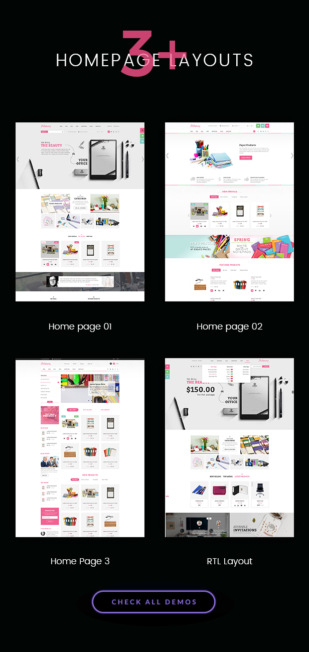 Homepage of Stationery - WordPress theme for Office Supplies