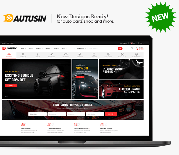 Autusin - Auto Parts & Car Accessories Shop Elementor WooCommerce WordPress Theme