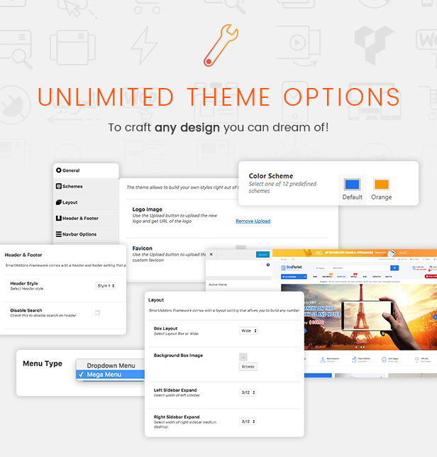 Powerful theme options