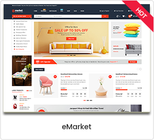 eMarket - Comercio electrónico y mercado multipropósito Tema de WordPress para WooCommerce