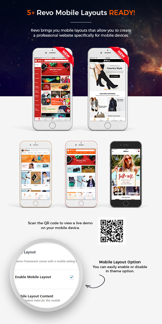 Mobile Layouts of Multipurpose WooCommerce WordPress Theme