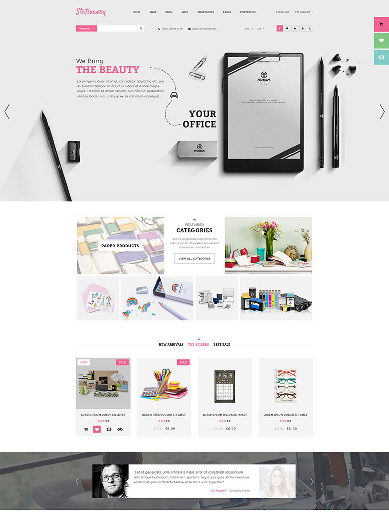 Stationery - Beautiful WordPress Theme for Office Supplies