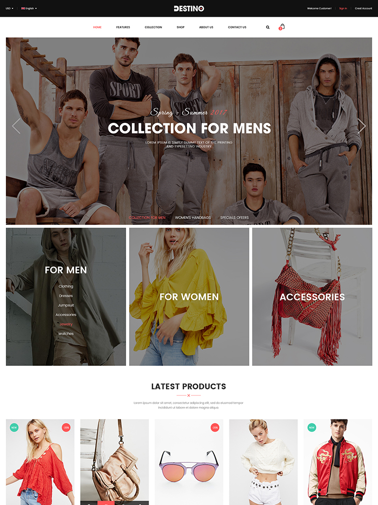 Digital Store/ Fashion Shop WooCommerce WordPress Theme - Destino