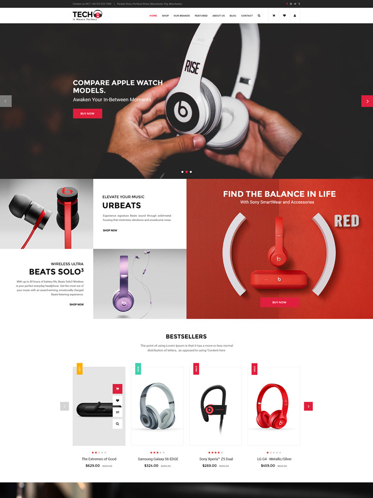 Responsive WooCommerce WordPress Theme - Tech8 HomePage 1