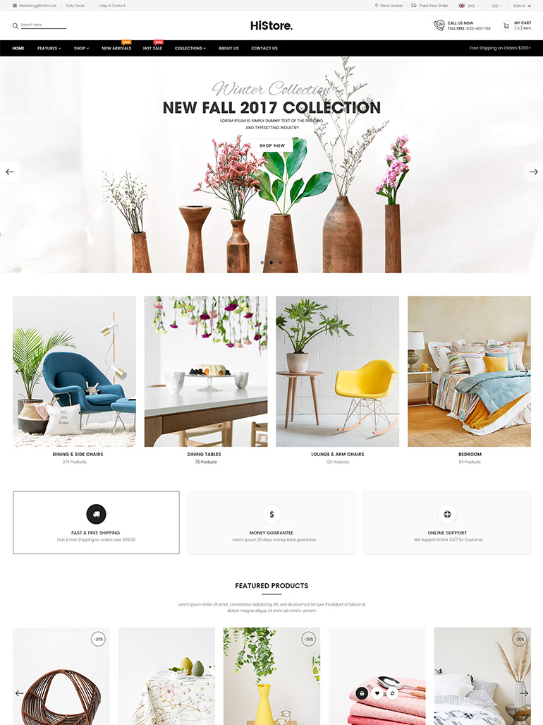 HiStore - Clean Fashion, Furniture eCommerce & MarketPlace WordPress Theme