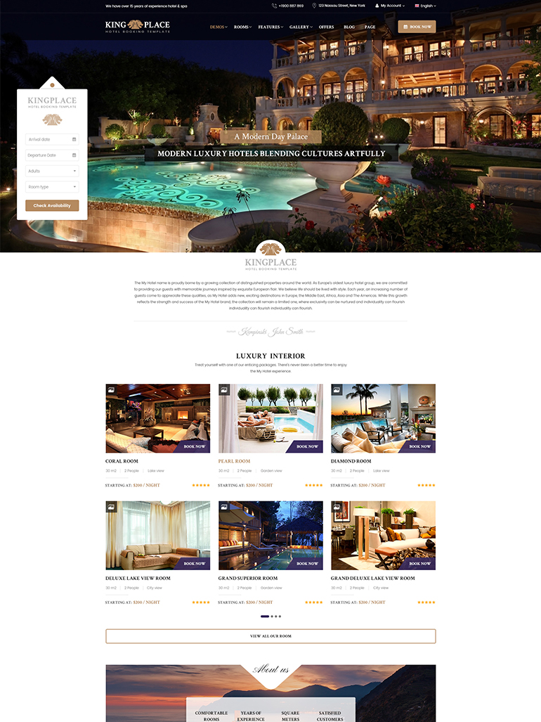 KingPlace - Hotel Booking, Spa & Resort WordPress Theme