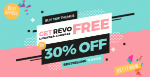get revo free or 30% off on bestselling theme