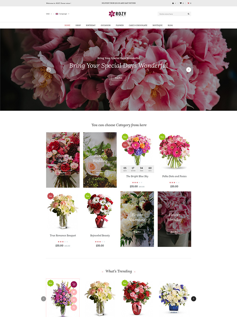 Rozy – Flower Shop WooCommerce WordPress Theme