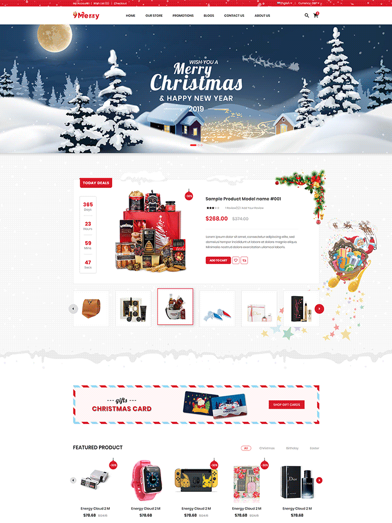 9Merry - Christmas Gift, Card & Decoration Store WordPress Theme Mobile Layout Ready