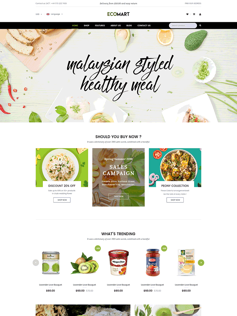 ECOMART - Organic Food Store & Eco Products WordPress Theme