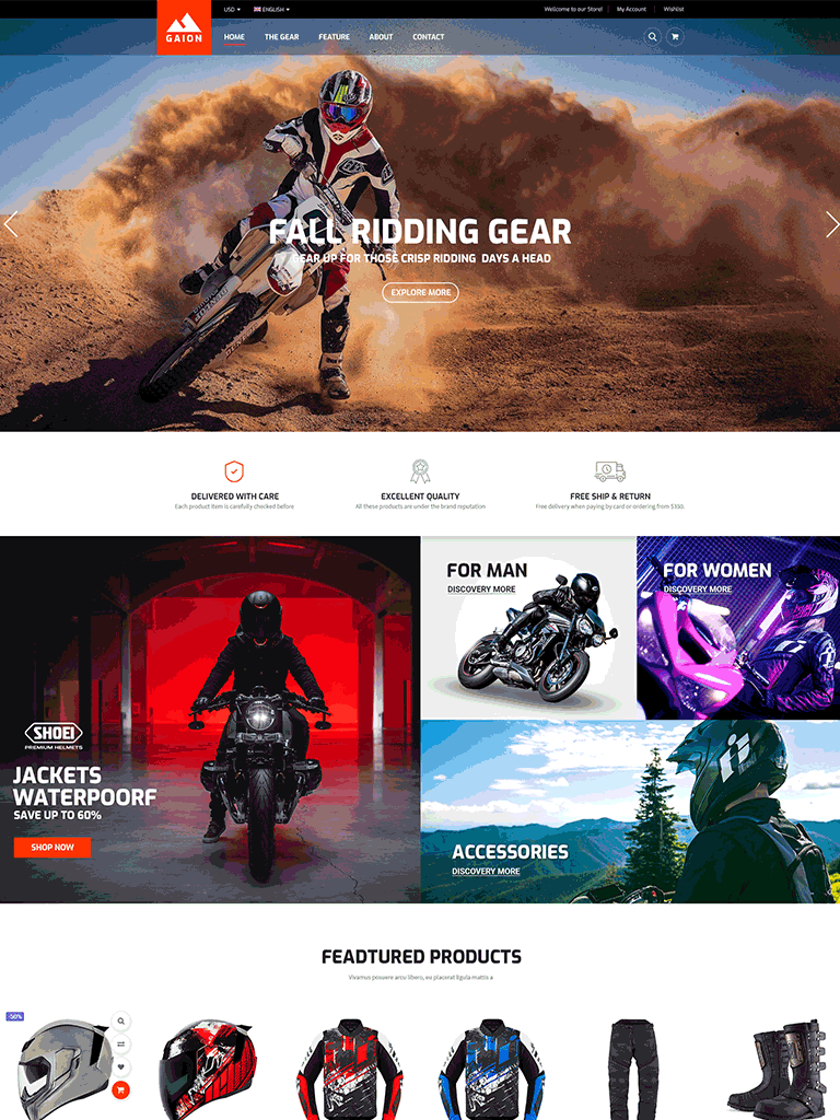 Gaion - Sport Accessories Shop WordPress WooCommerce Theme